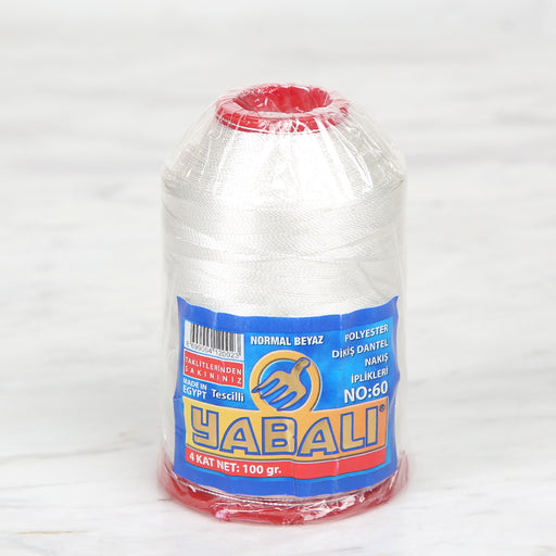 Yabalı Polyester İp Normal Beyaz 100 gr - No:60