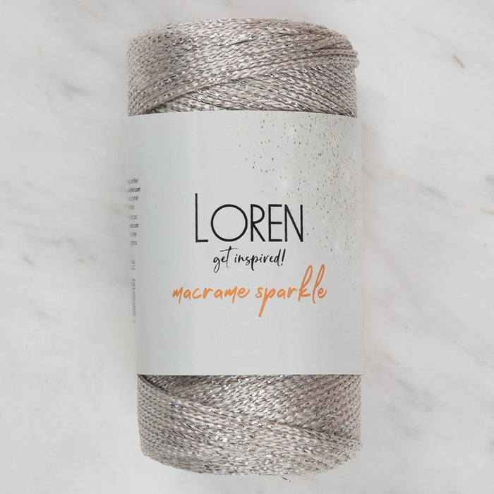 Loren Macrame Sparkle Simli Bej El Örgü İpi - RM 30